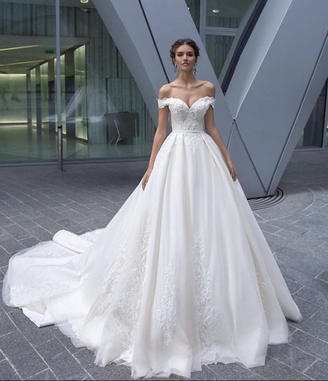 A-Line and Low Shoulder Wedding Dress M-2239