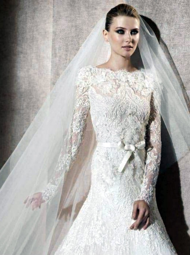 Sleeves and Lace Wedding Dress M-2207