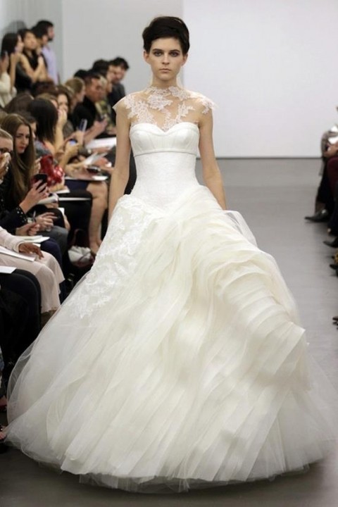 Ball Gown and Illusion - Sheer Wedding Dress M-175