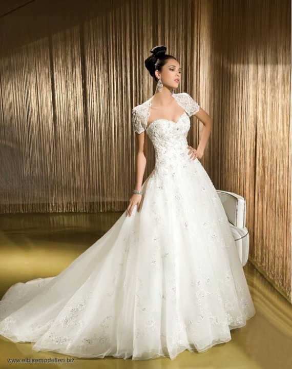 A-Line and Illusion - Sheer Wedding Dress M-276