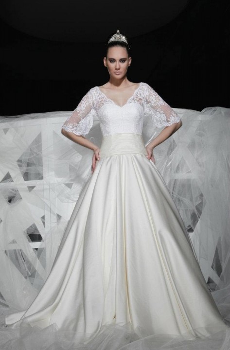 A-Line and Illusion - Sheer Wedding Dress M-300