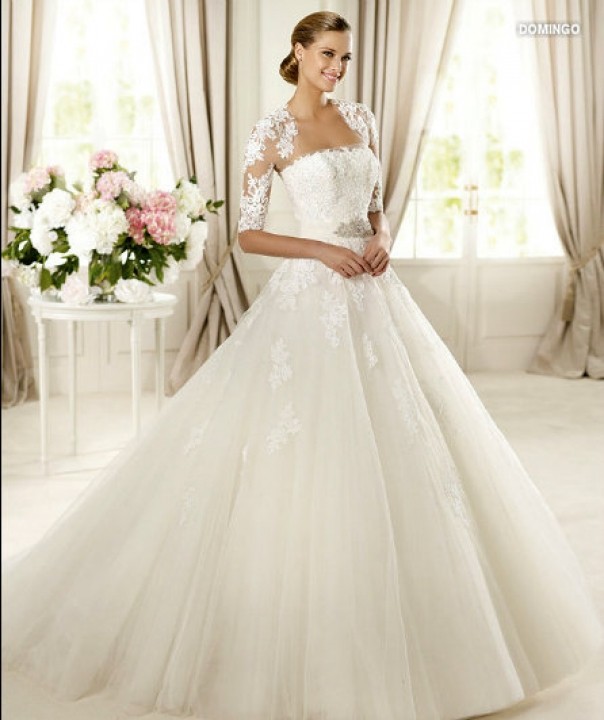 Ball Gown and Illusion - Sheer Wedding Dress M-307