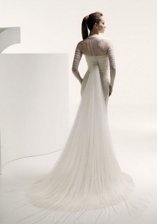 Mermaid, Illusion - Sheer and Backless, Lace Back, V Back, Back Details Wedding Dress M-329