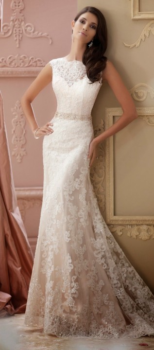 Sheath and Illusion - Sheer Wedding Dress M-1322