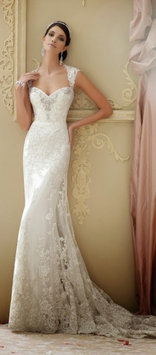 Sheath, Sweetheart and Lace Wedding Dress M-1333