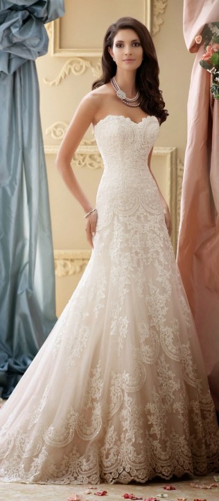 A-Line and Strapless Sweetheart Wedding Dress M-1336