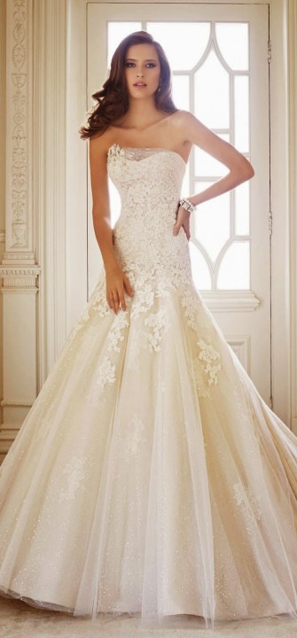 A-Line and Strapless Sweetheart Wedding Dress M-1343