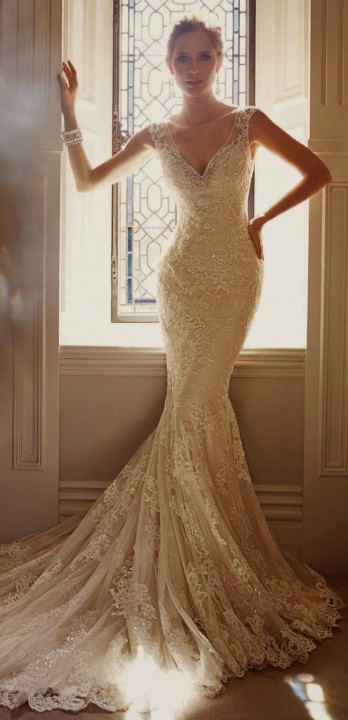 Mermaid, Sweetheart and Lace Wedding Dress M-1344