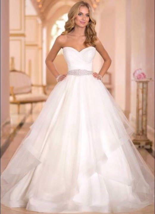A-Line and Strapless Sweetheart Wedding Dress M-1391