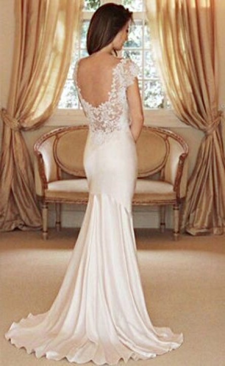 Mermaid, Simple and Backless, Lace Back, V Back, Back Details Wedding Dress M-1472