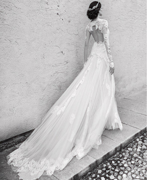 A-Line, Lace and Backless, Lace Back, V Back, Back Details Wedding Dress M-1478