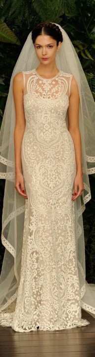 Sheath, Illusion - Sheer, Lace and Veil Wedding Dress M-1529