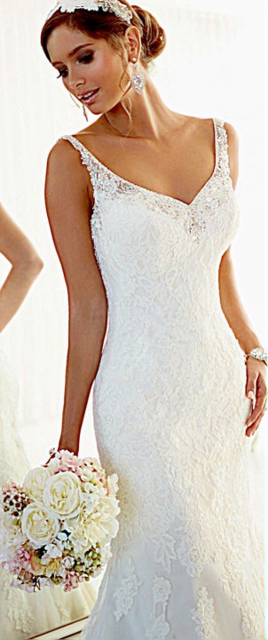 Sheath, Sweetheart and Lace Wedding Dress M-1536