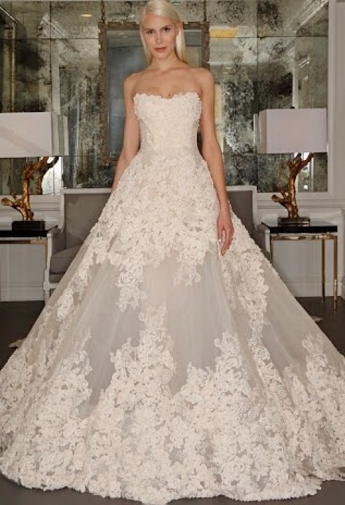 Ball Gown and Strapless Straight Wedding Dress M-1595