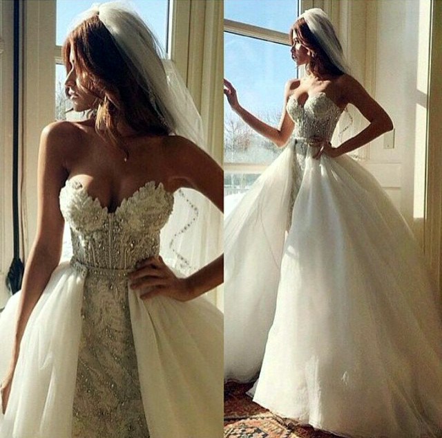 Ball Gown, Strapless Sweetheart, Veil and Fluffy Wedding Dress M-1624