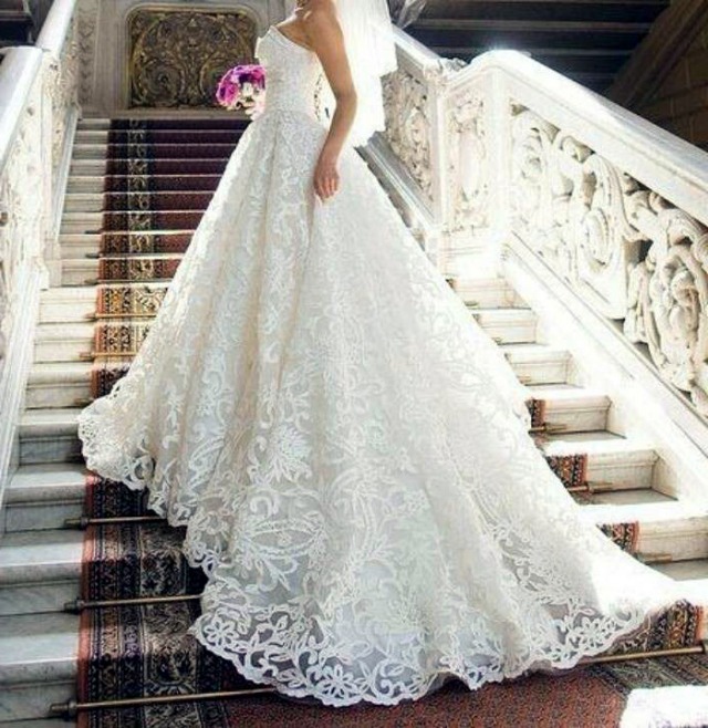 Ball Gown, Lace, Strapless Straight and Best Wedding Dress M-1638