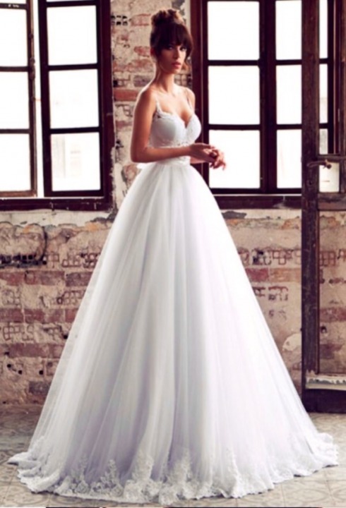 A-Line, Sweetheart, Strapless Sweetheart and Tulle Wedding Dress M-1697