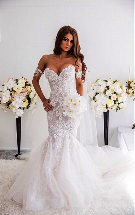 Mermaid, Low Shoulder and Strapless Sweetheart Wedding Dress M-1713