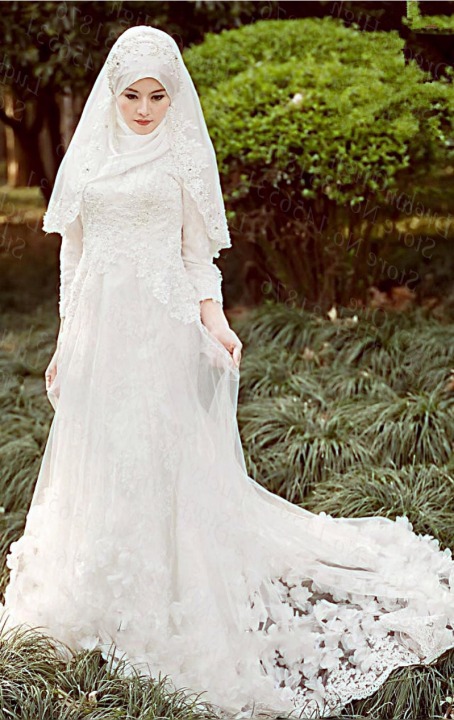 Hijab and A-Line Wedding Dress M-1716