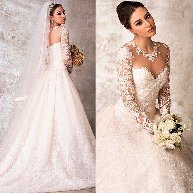 A-Line, Lace and Veil Wedding Dress M-1732