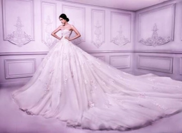 Ball Gown and Strapless Straight Wedding Dress M-1754