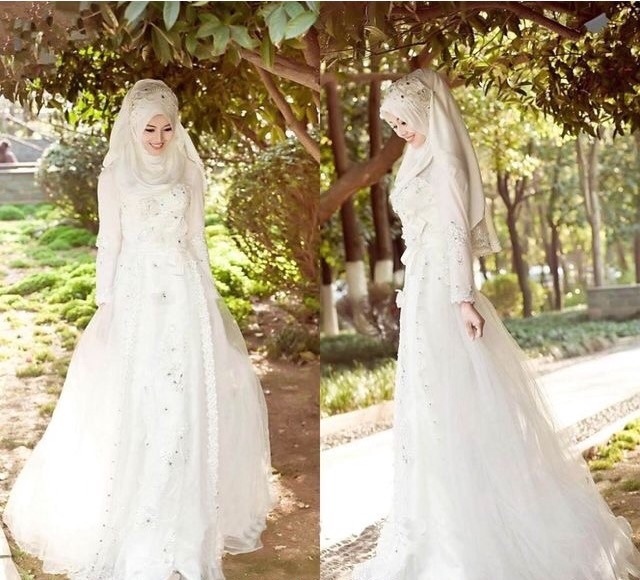 Hijab and A-Line Wedding Dress M-1796