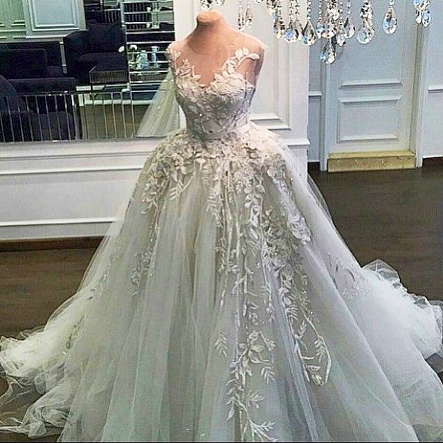 Ball Gown, Fluffy, Illusion - Sheer and Tulle Wedding Dress M-1797
