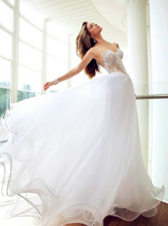 Sheath, Strapless Sweetheart and Tulle Wedding Dress M-1798
