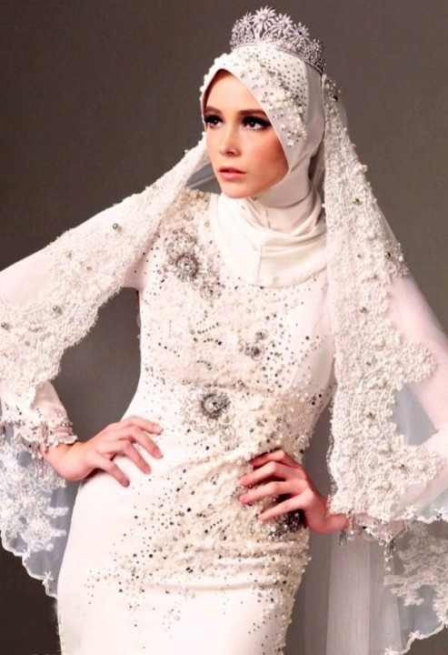 Hijab and Sheath Wedding Dress M-1800