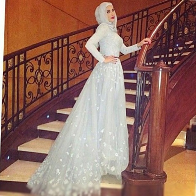 Sheath and Hijab Wedding Dress M-1858