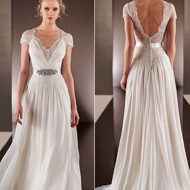 Sheath and Backless, Lace Back, V Back, Back Details Wedding Dress M-1901