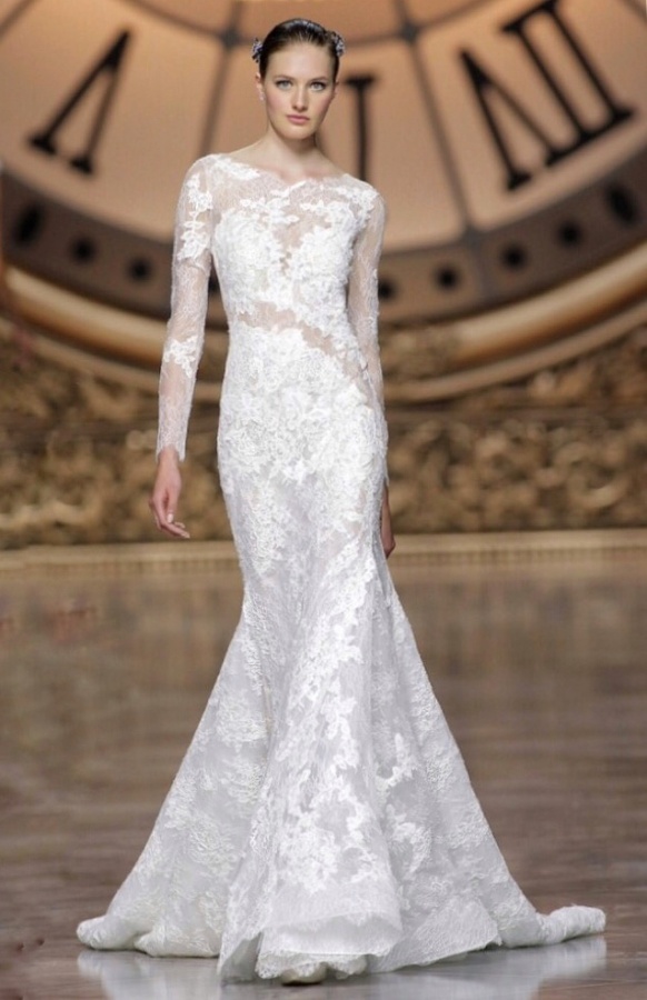 Sleeves and Lace Wedding Dress M-2021