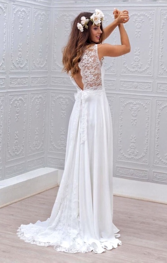 Sheath and Backless, Lace Back, V Back, Back Details Wedding Dress M-2024