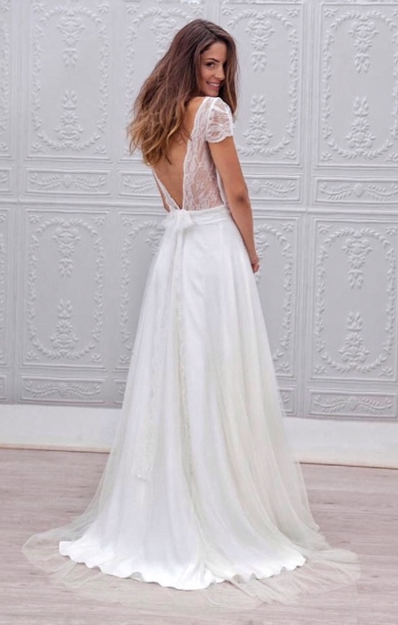 Sheath and Backless, Lace Back, V Back, Back Details Wedding Dress M-2025