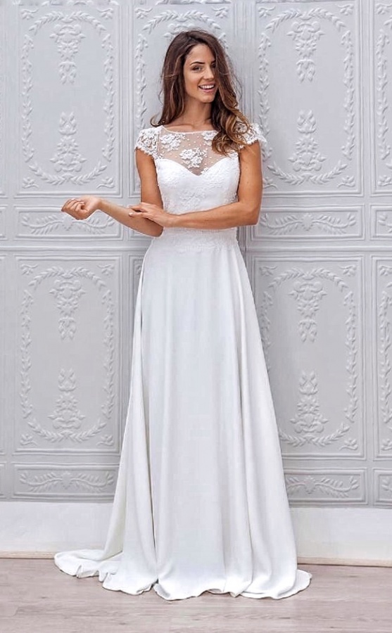 Sheath and Illusion - Sheer Wedding Dress M-2026