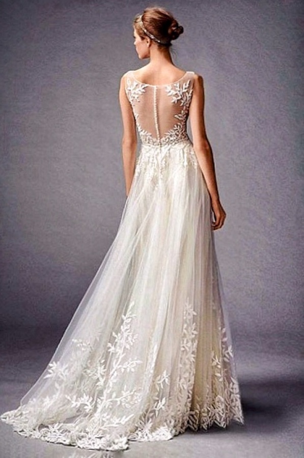 Backless, Lace Back, V Back, Back Details and Tulle Wedding Dress M-2039