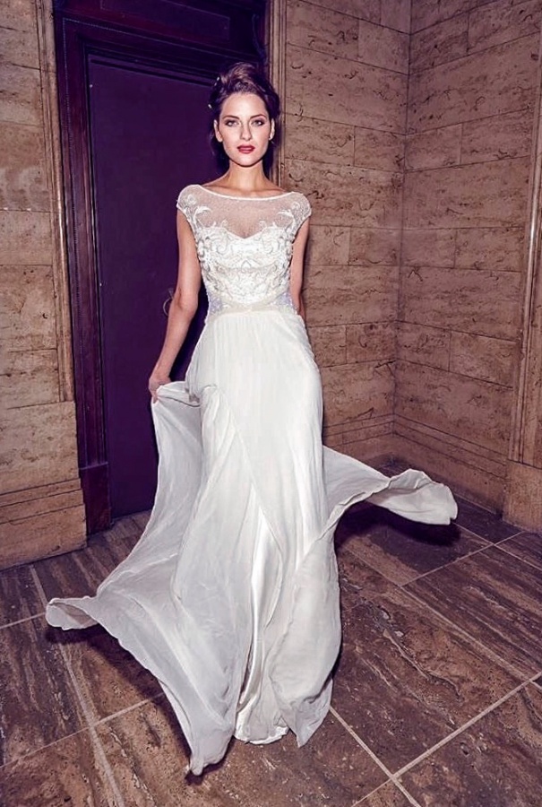 Chiffon and Illusion - Sheer Wedding Dress M-2047