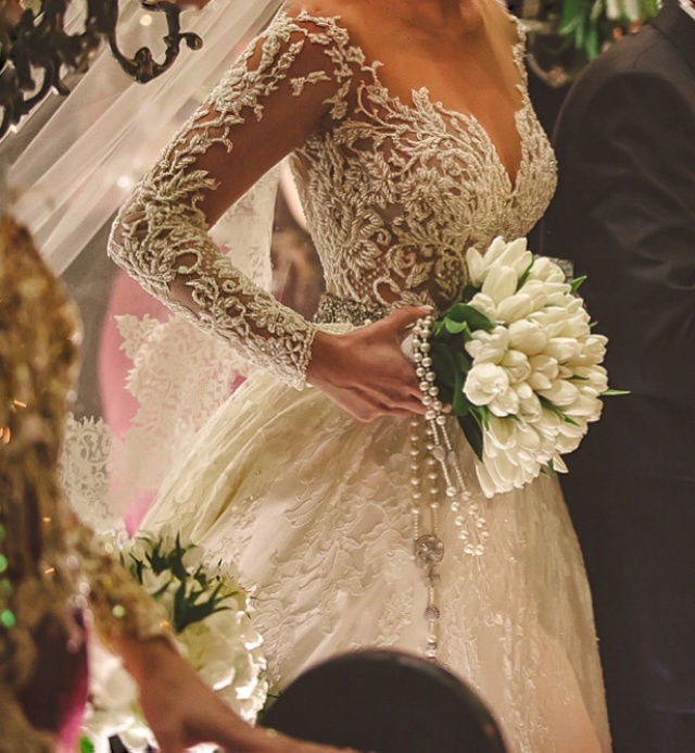 Sleeves and Lace Wedding Dress M-2094
