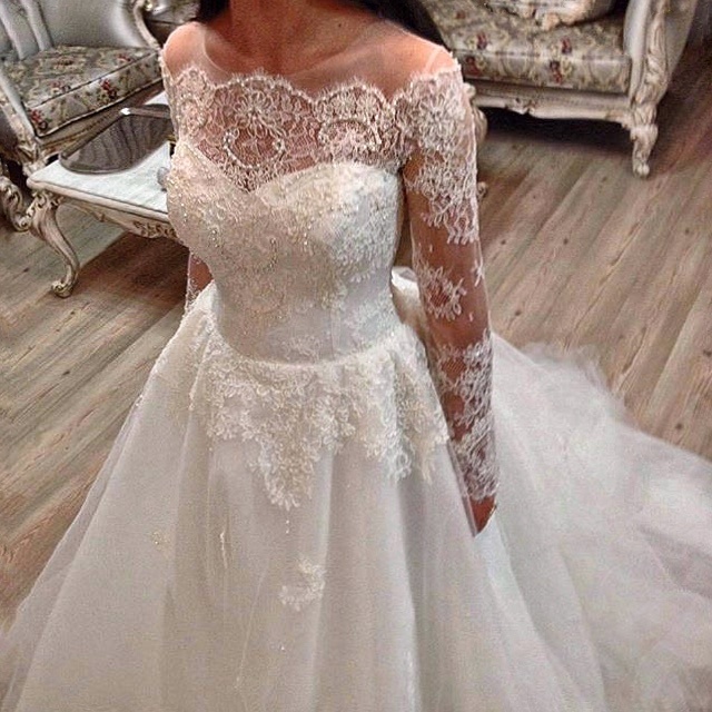 Lace and Sleeves Wedding Dress M-2096