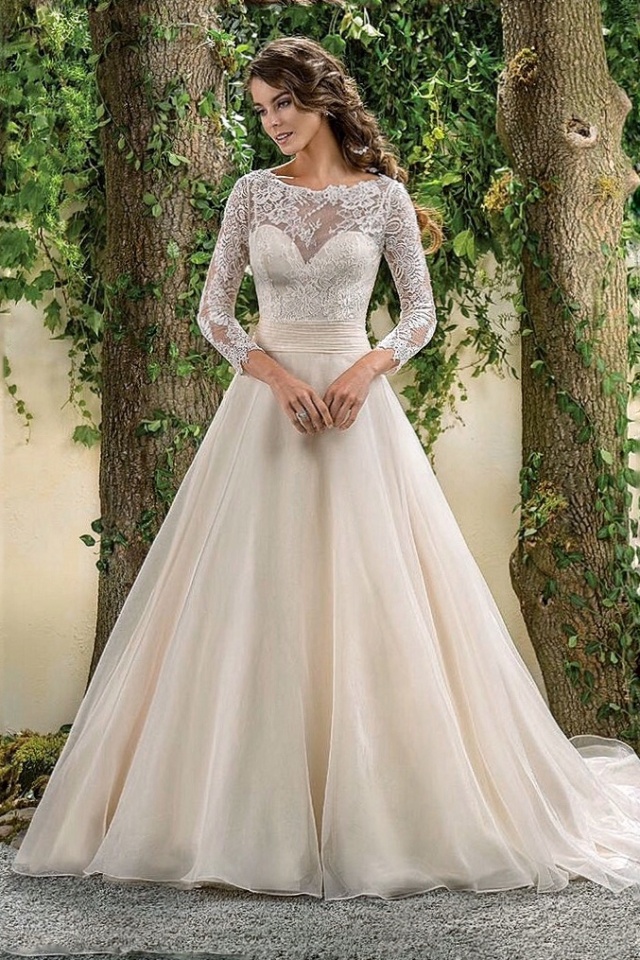 A-Line and Sleeves Wedding Dress M-2107