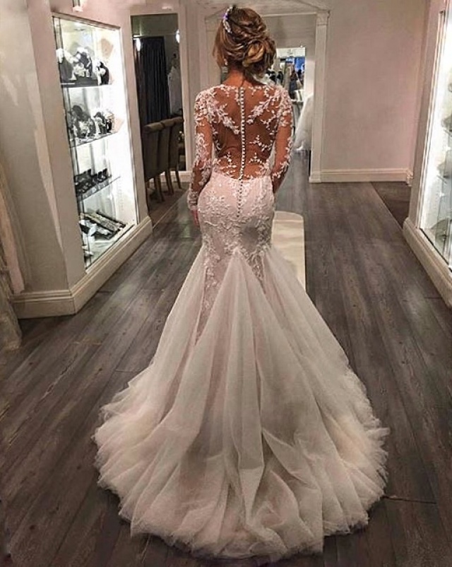 Mermaid and Backless, Lace Back, V Back, Back Details Wedding Dress M-2108