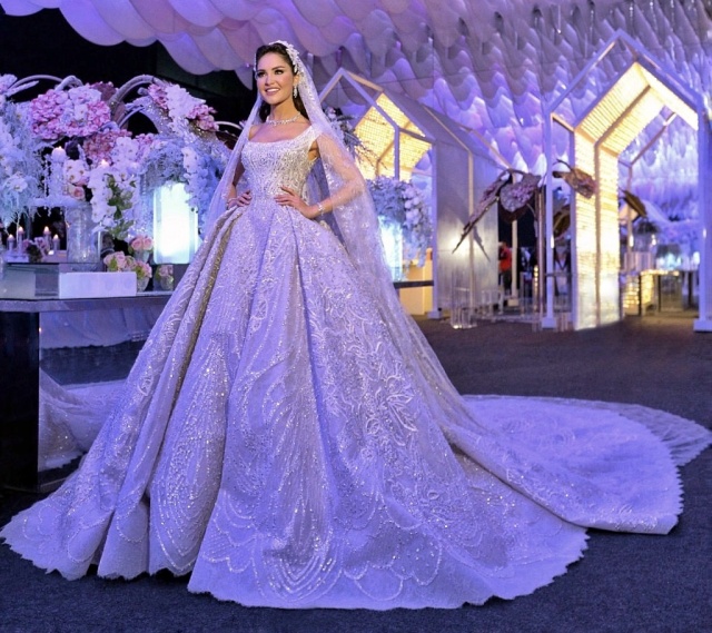 Ball Gown, Sweetheart and Veil Wedding Dress M-2155