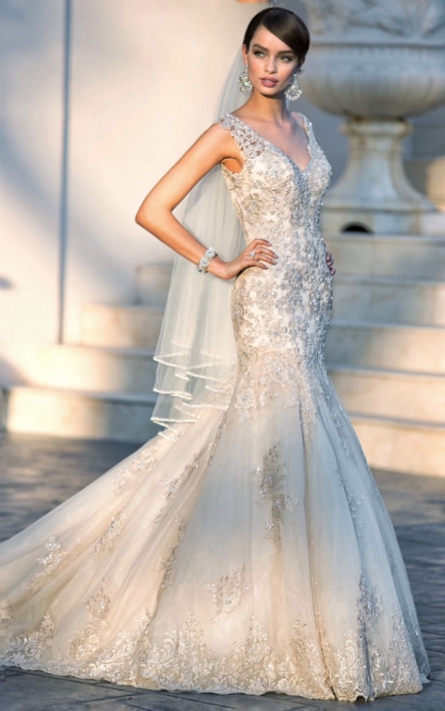 Mermaid, Sweetheart and Lace Wedding Dress M-2228