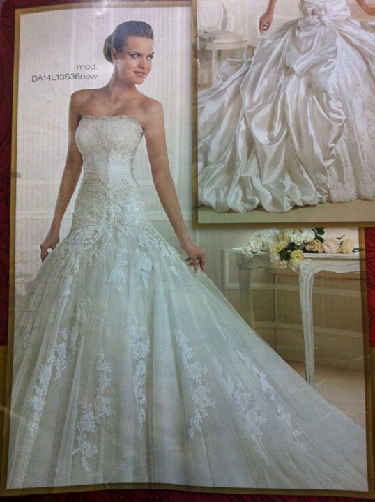 A-Line and Strapless Straight Wedding Dress M-364