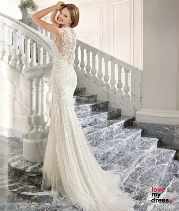 Mermaid, Illusion - Sheer and Backless, Lace Back, V Back, Back Details Wedding Dress M-1086