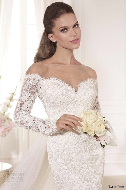 Sheath, Sleeves and Lace Wedding Dress M-1190