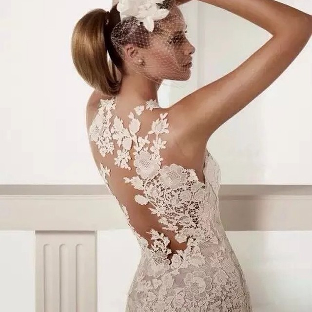 Mermaid, Illusion - Sheer and Backless, Lace Back, V Back, Back Details Wedding Dress M-1208