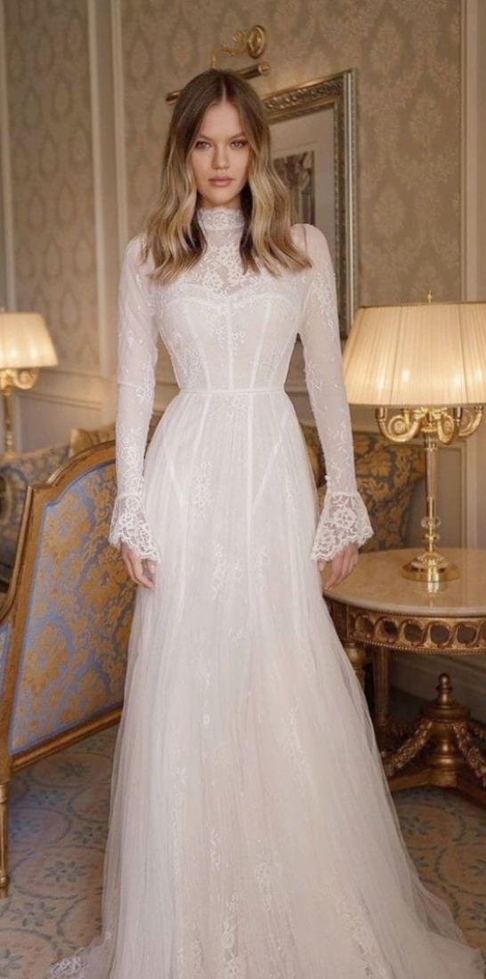 Sleeves, Lace, Vintage - Retro and Say Yes to This Wedding Dress Wedding Dress M-2267