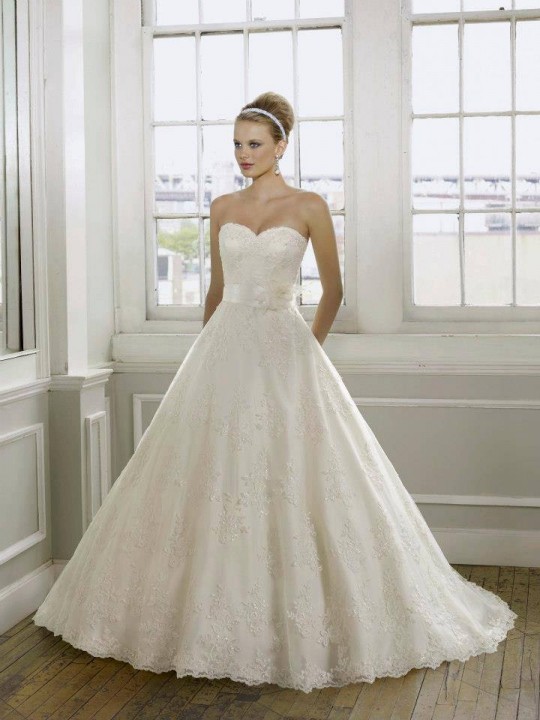 A-Line and Strapless Sweetheart Wedding Dress M-436