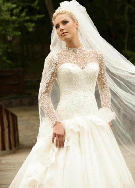 A-Line, Strapless Sweetheart and Lace Wedding Dress M-459